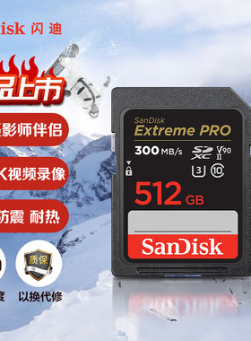 闪迪sd卡512g存储卡256g微单反相机内存卡300M V90佳能R5索尼A7M4