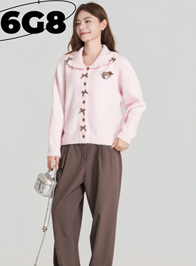 N6G8 松饼熊甜美蝴蝶结开衫毛衣