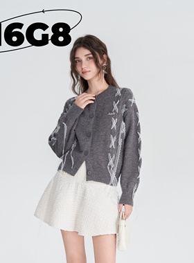 N6G8蝴蝶结蕾丝系带毛衣开衫女