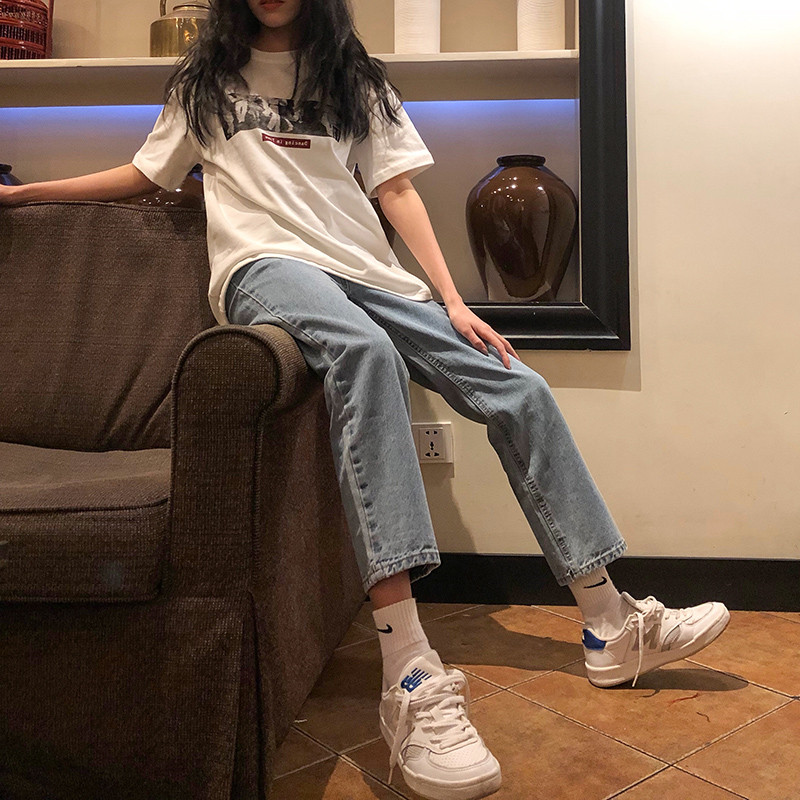 (用5元券)2019洋气很仙网红显瘦牛仔裤+上衣两件套高冷御姐风时尚套装女夏