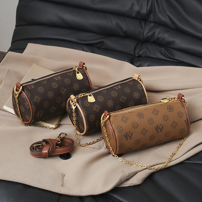 网红爆款斜跨圆筒女包链条轻便