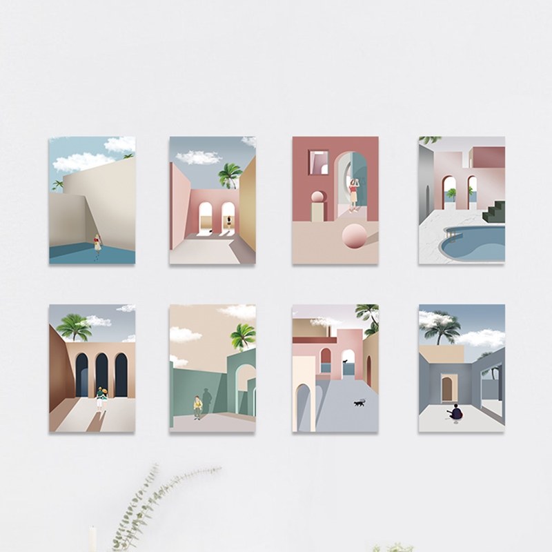 ins韩风莫兰迪色卡片 民宿墙面简约装饰卡片 拍照摄影道具卡片