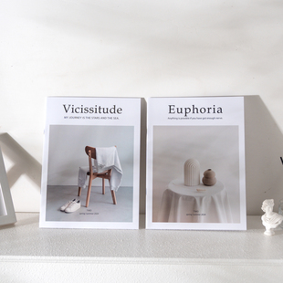 ins风英文杂志拍照道具摆件样板房客厅书柜民宿装饰拍摄摄影背景