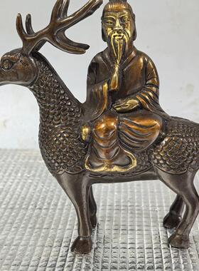 仿古纯铜鎏金镶嵌宝石狗熊纯手工錾刻客厅办公电视柜文玩装饰品