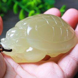 一元拍 和田玉手把件 男款冰种青白玉纳福玉石手玩件