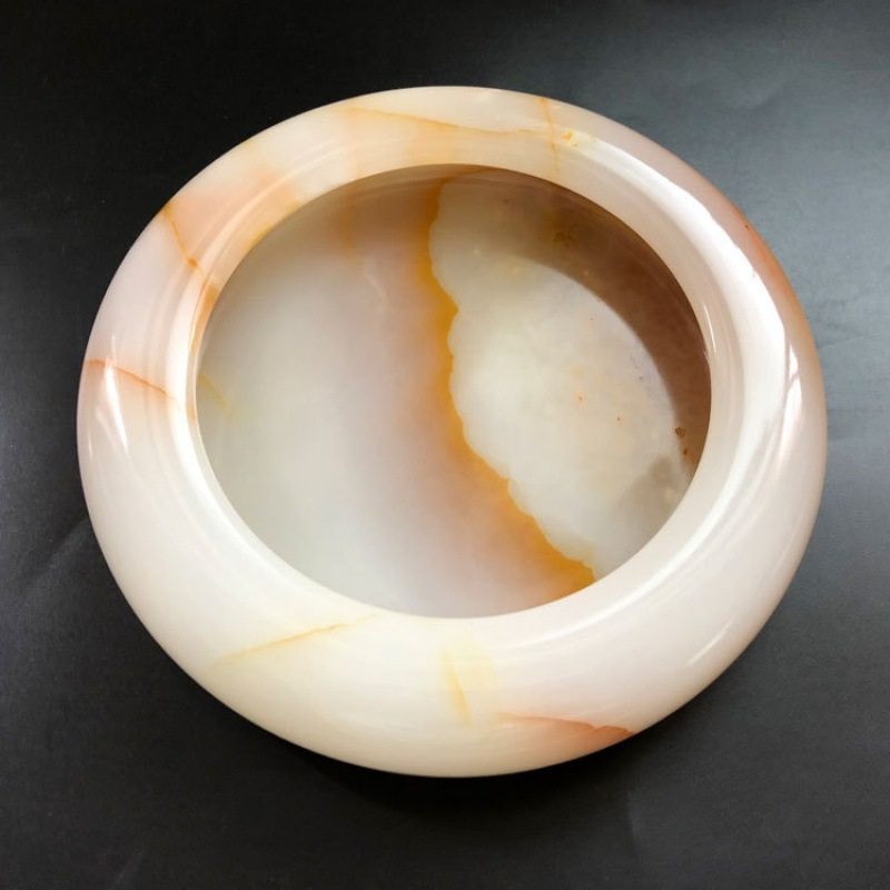 阿富汗玉山水纹玉石烟灰缸