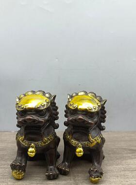 仿古铜摆件古玩铜器:门狮做工精致镇宅摆件客厅门店装饰品
