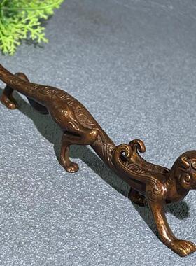 仿古古玩神兽白虎收藏笔架复古飞虎走虎笔搁老虎文房四宝摆件书法