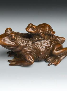古玩仿古铜合金青蛙茶宠手把件呱呱来财青蛙香炉插香个性铜蛙摆件