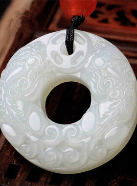 阿富汗白色貔貅挂件双貔貅吊坠