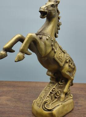 仿古铜摆件古玩铜器收藏立马优质黄铜古色古香怀旧