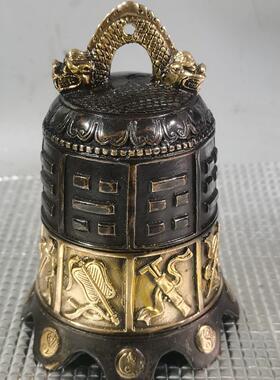 纯铜鎏金八仙法器寺庙铜钟摆件八宝铜铃铛挂件平安钟客厅门饰挂件