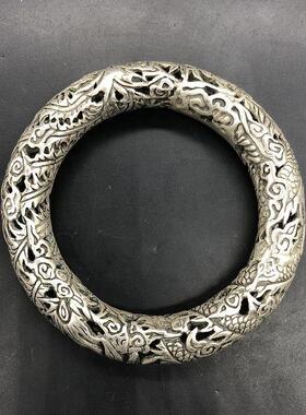 古玩古董杂项收藏大清乾隆年制镂空龙凤手镯特价单个包邮