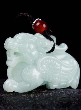 缅甸翡翠貔貅玉吊坠立式貔恘皮丘男女款玉石项链挂件