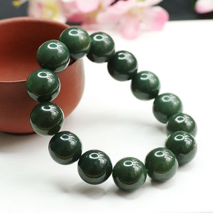 阿里拍卖和田玉青玉手串手链塔青黑珠宝玉石玉器男款