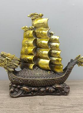 仿古铜摆件古玩铜器一帆风顺做工精致客厅开业开门大吉摆件