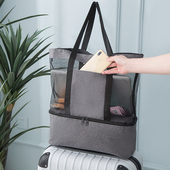 可折叠野餐包户外露营果蔬饮料收纳袋旅行衣物单肩收纳包双层便携