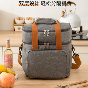 手提分层大容量上班族便当包可保冷保温袋方便携带饭盒
