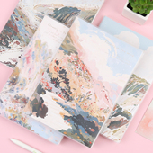 创意唯美高颜值简约小清新办公学生专用加厚横线笔记本文具记事本日记本本子b5 胶套本 风中花野 初品官方