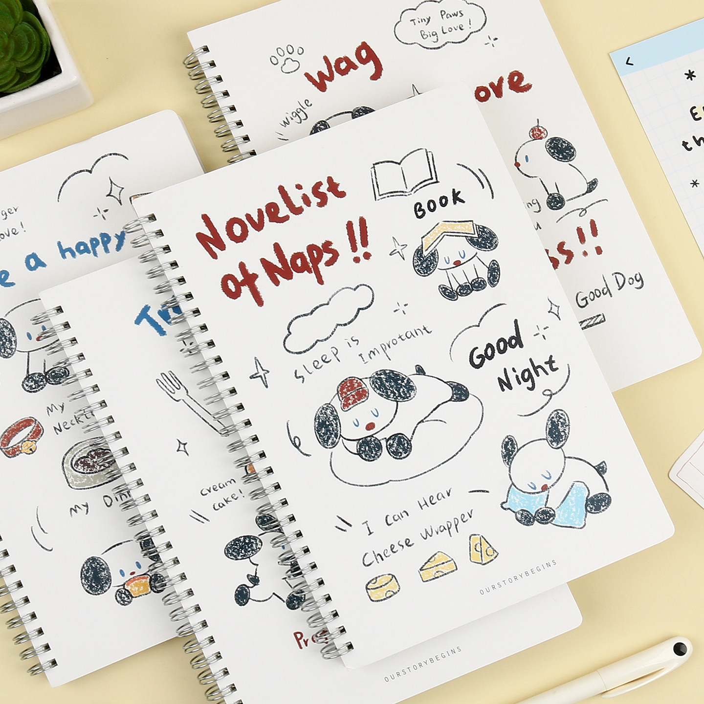 初品官方/轻松小狗 侧翻线圈本 创意潮流唯美可爱清新高颜值办公学生专用横线笔记本文具记事本日记本子b5 a5