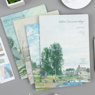 初品/西斯莱的郊外 车线本软面抄  创意复古油画小清新商务办公学生横线笔记本文具记事本日记本子A4 B5 A5