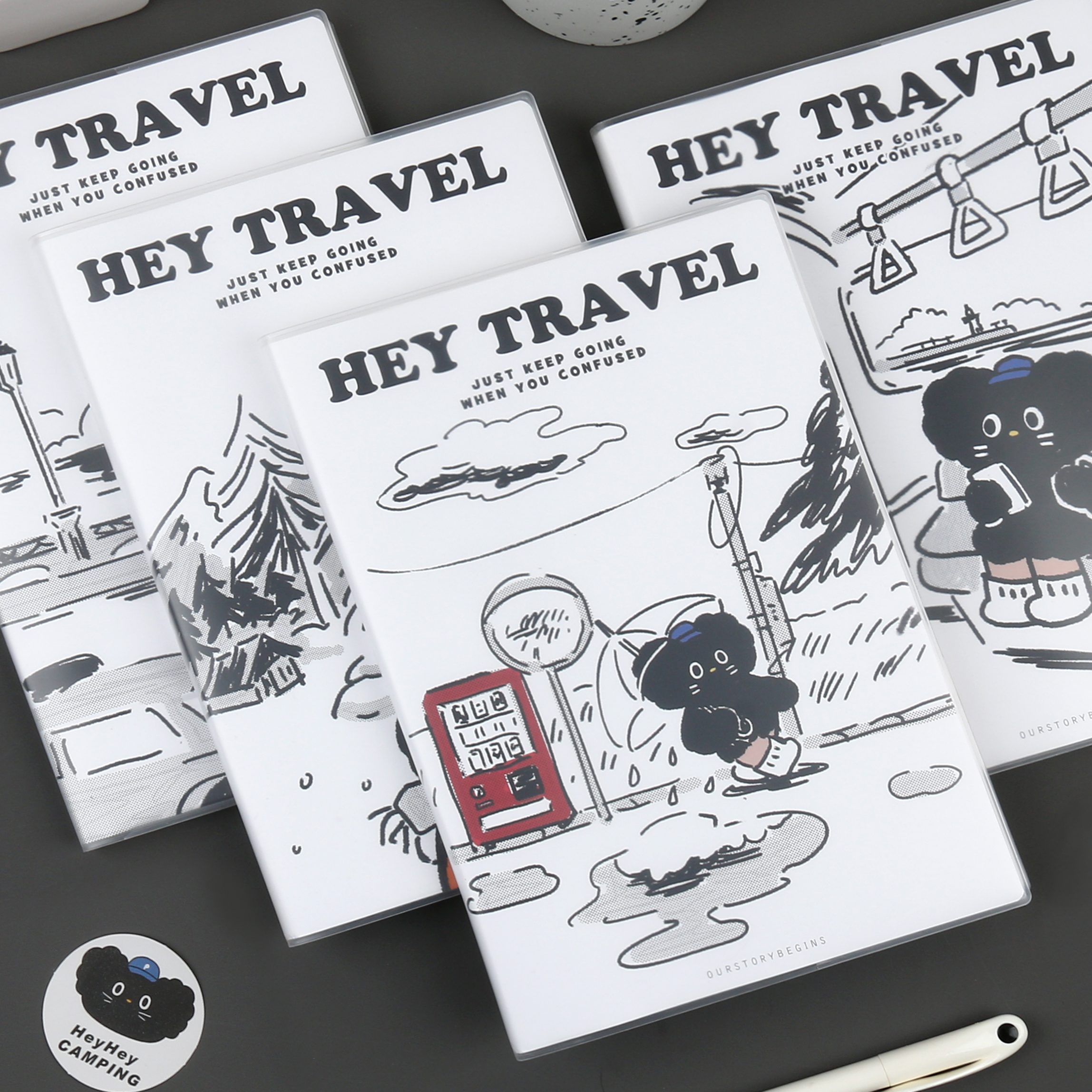 初品嘿仔在路上胶套横线笔记本