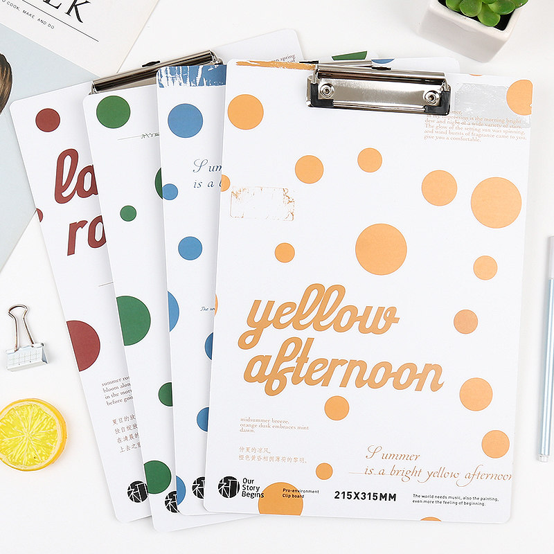 初品/夏日点点 木板夹 创意唯美简约小清新书写垫写字板文件夹酒店