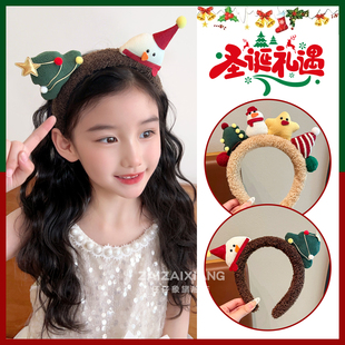 圣诞节发箍星星雪人麋鹿角毛绒头箍可爱儿童圣诞树头饰女2025新款