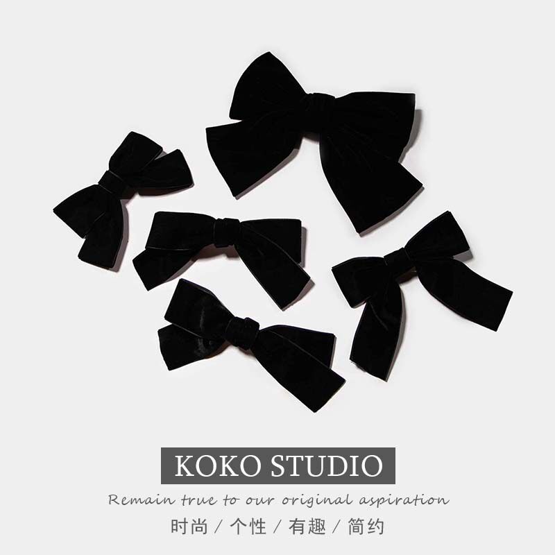 jisoo金智秀同款发夹黑色丝绒蝴蝶结发卡日韩刘海边夹扎头发圈女