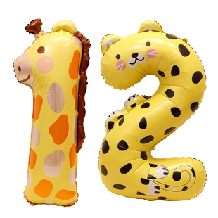 儿童数字气球生日拍照动物男女孩宝宝2周岁3派对装饰场景布置道具