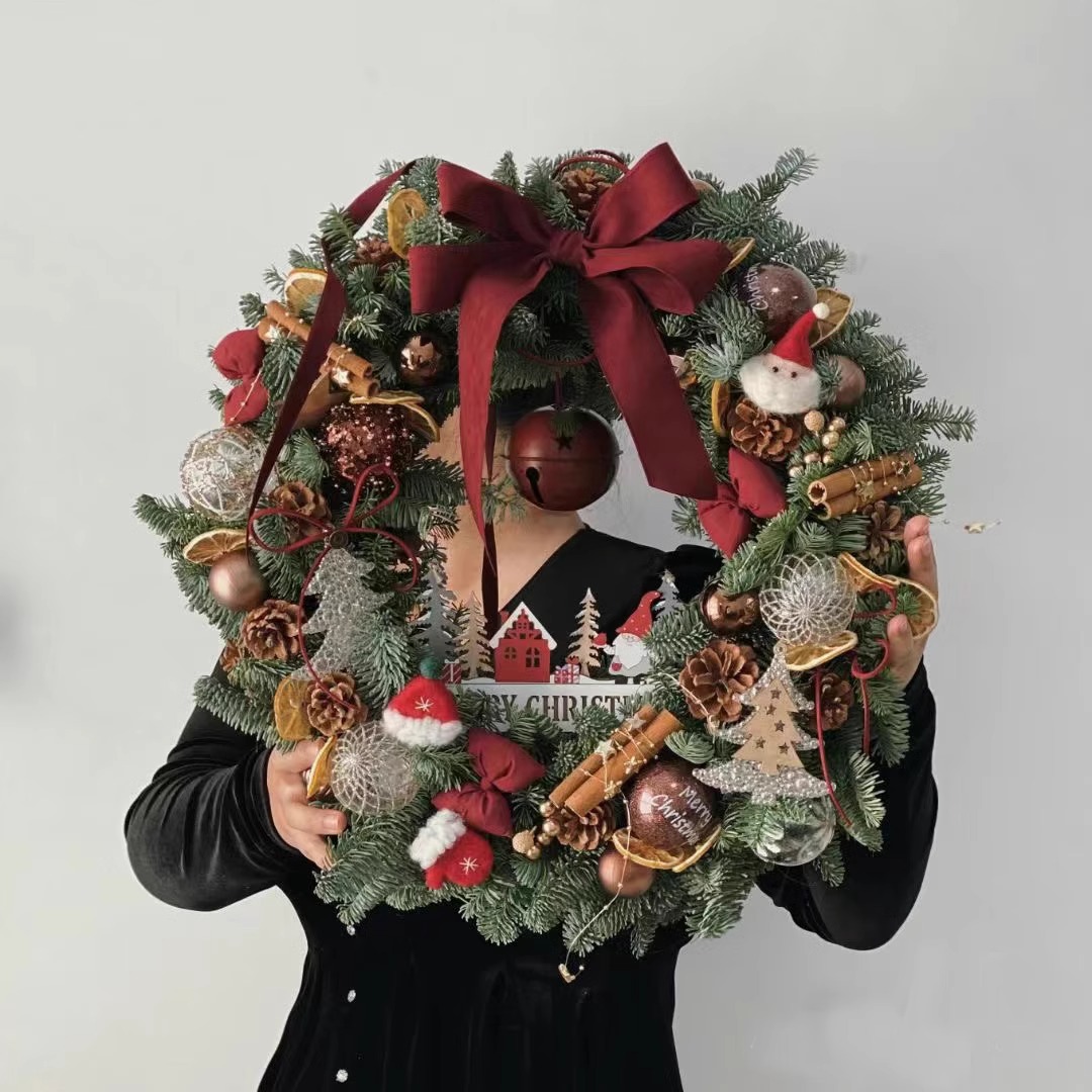 圣诞节装饰花环挂件拍照装扮场景布置藤条圣诞树挂饰周边墙挂门挂