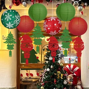 圣诞节装饰灯笼吊饰氛围感橱窗挂件布置商场店铺餐厅学校场景用品