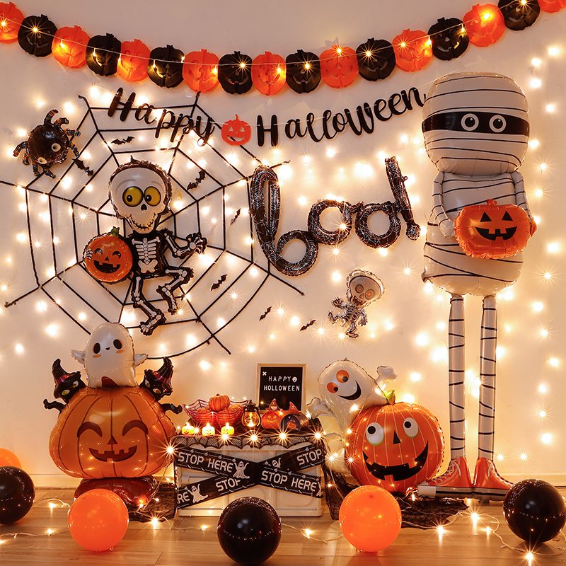 新款万圣节气球装饰品氛围用品酒吧派对布置南瓜幽灵蝙蝠骷髅道具