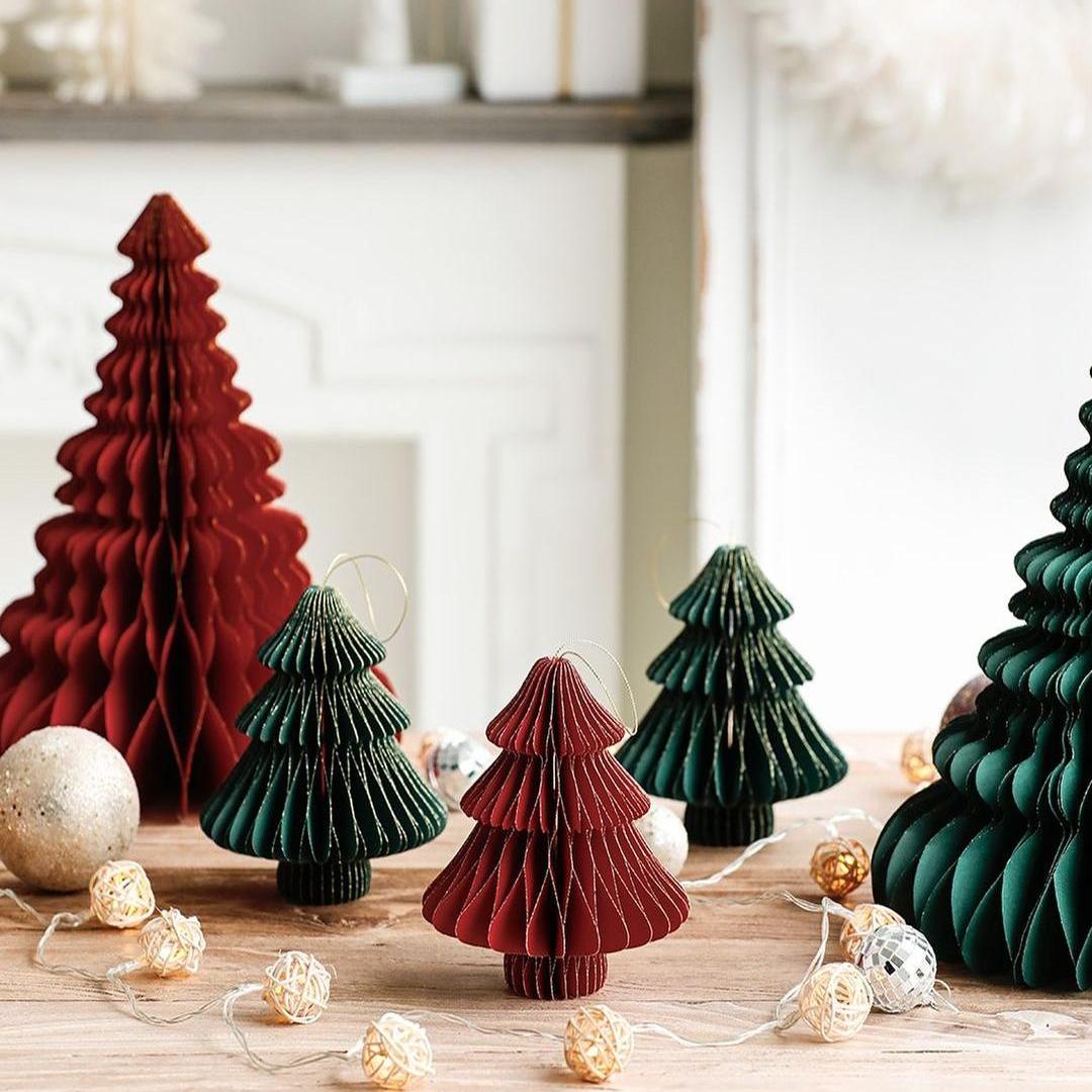 圣诞节装饰纸质圣诞树创意蜂窝折叠桌面摆件橱窗场景布置礼品挂件