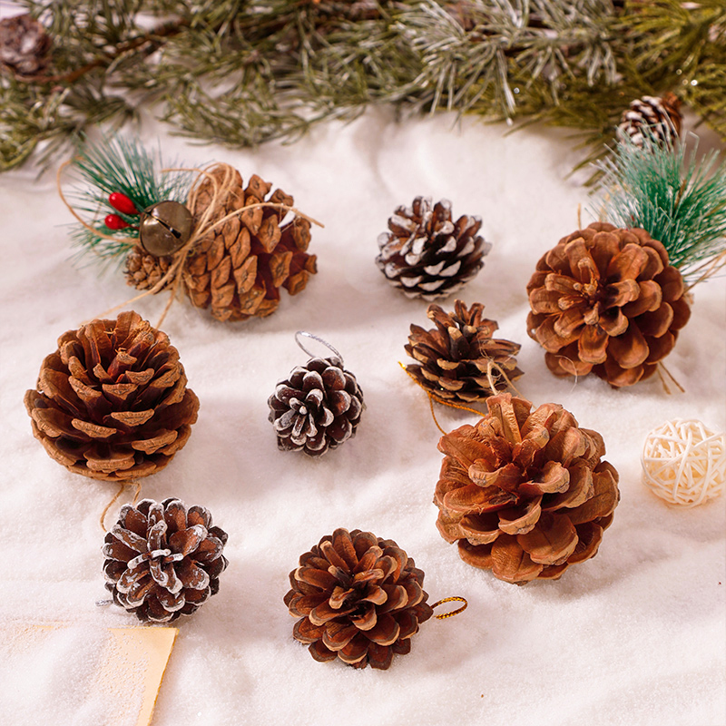 圣诞节天然干松果圣诞树DIY装饰材料包摄影道具布置花环车挂配饰