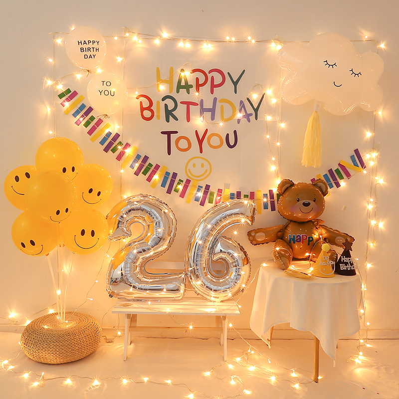 速发成布派对快球装饰背景墙人生日气乐场景布置男孩