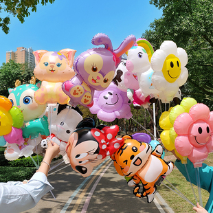 生日派对动物夹片气球手持杆棒卡通造型学校幼儿园活动布置装饰