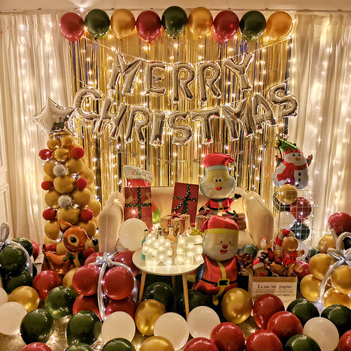 圣诞气球装饰ins主题派对ktv酒店幼儿园装扮聚会拍照背景场景布置