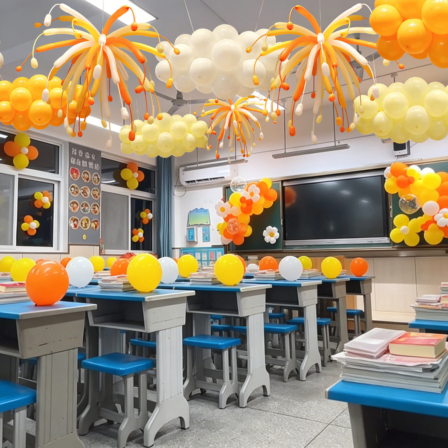 幼儿园我们毕业了云朵气球教室氛围布置天花板悬挂装饰活动道具