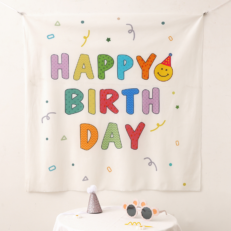 韩国ins生日快乐背景涂鸦卡通