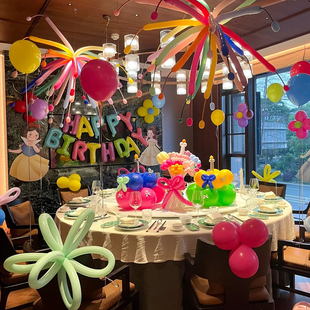 多巴胺生日布置气球烟花饭店包厢宝宝儿童生日派对氛围感装饰场景