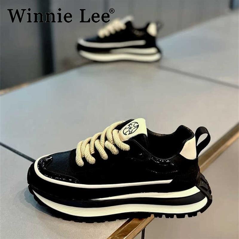 Winnie Lee春秋款男鞋潮牌高级感百搭大头阿甘运动跑步休闲厚底内