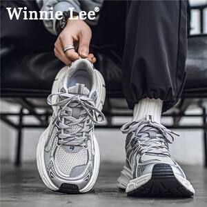 Winnie Lee男鞋2025新款春秋跑步运动鞋厚底增高休闲鞋男百搭轮胎