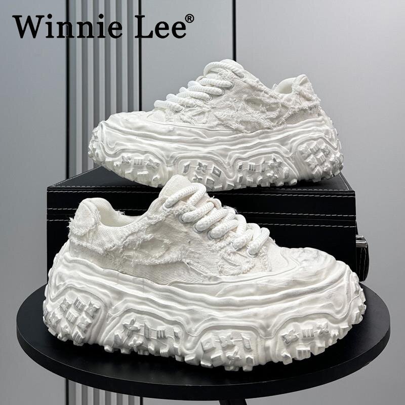 Winnie Lee2025夏季新款白色轮胎鞋底爸爸鞋男士厚底增加trbottom