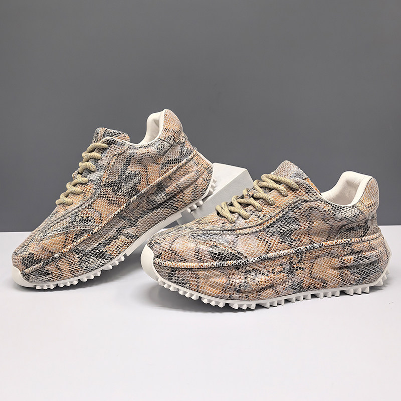 欧洲站包底男鞋爆款蛇纹厚底老爹鞋男透气运动休闲鞋真皮百搭潮鞋,流行男鞋,老爹鞋,淘宝优惠券,粉丝福利购,淘宝优惠卷