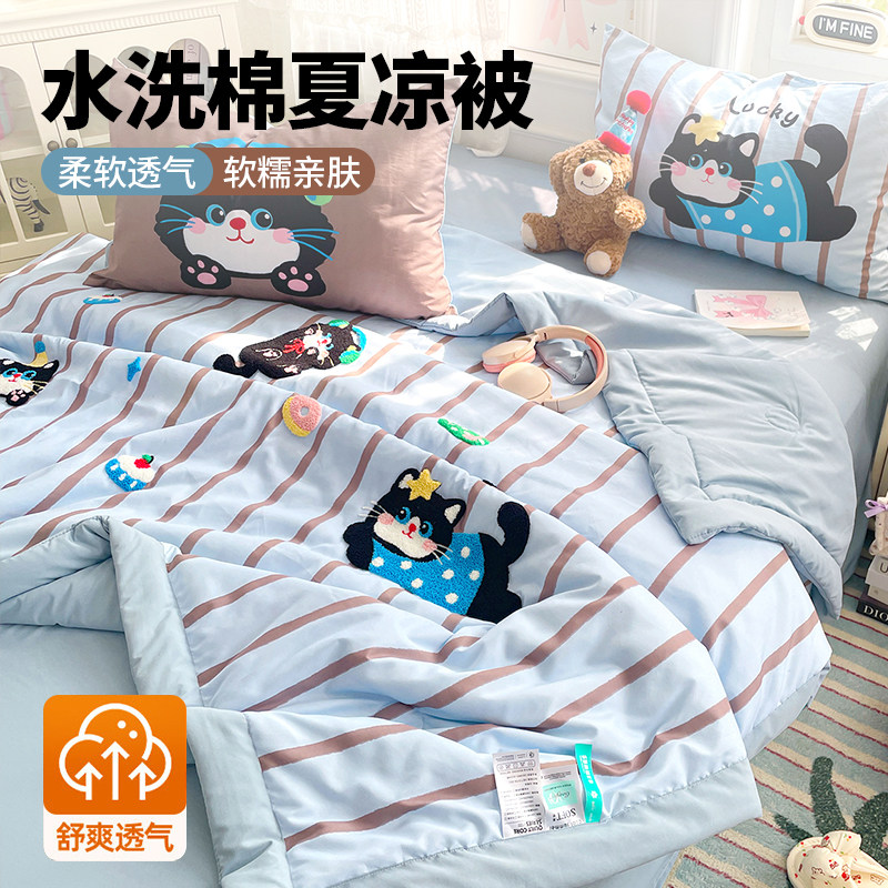 新款夏季水洗棉被子夏凉被空调被宿舍单人学生非纯棉全棉四季通用