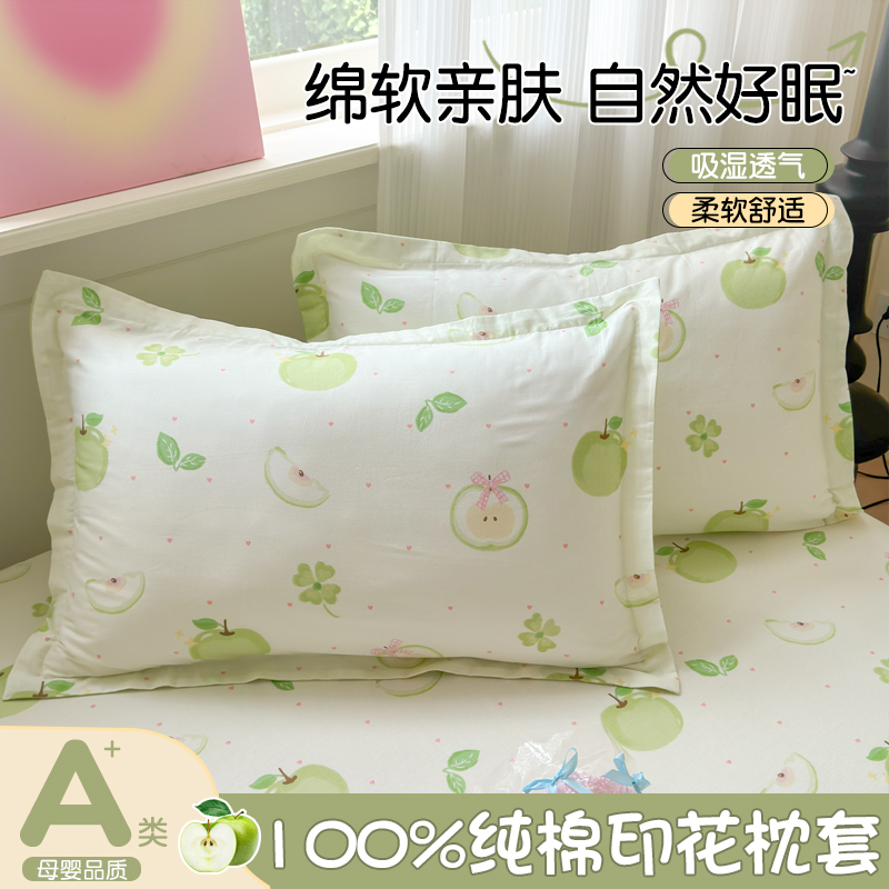 纯棉枕头套一对装48cmx74cm100全棉学生宿舍枕芯内胆套2025新款