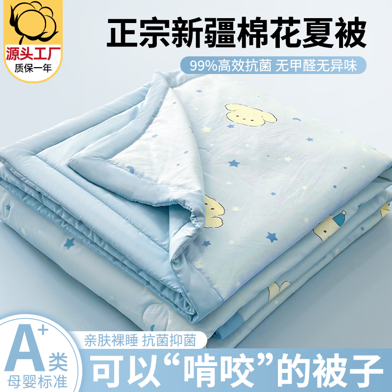 2025新款A类毛毯儿童新疆棉花全棉纯棉夏凉被空调被午睡沙发毯子