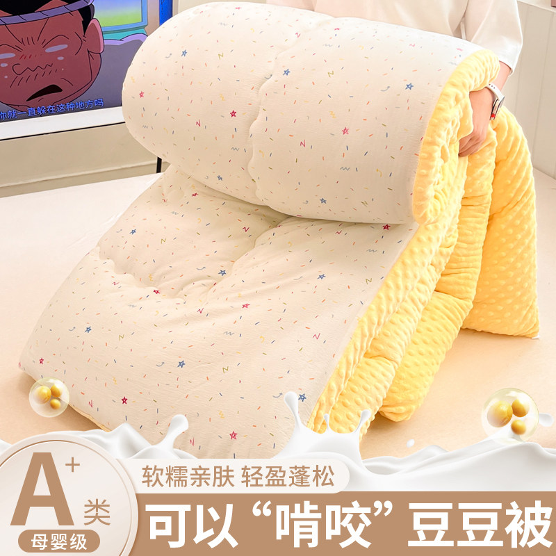 秋冬季双层纱豆豆绒被子被芯冬被春秋被单人被套加厚保暖床盖套件