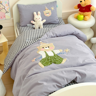 全棉幼儿园被子三件套纯棉婴儿床专用床品儿童被套被褥午睡六件套